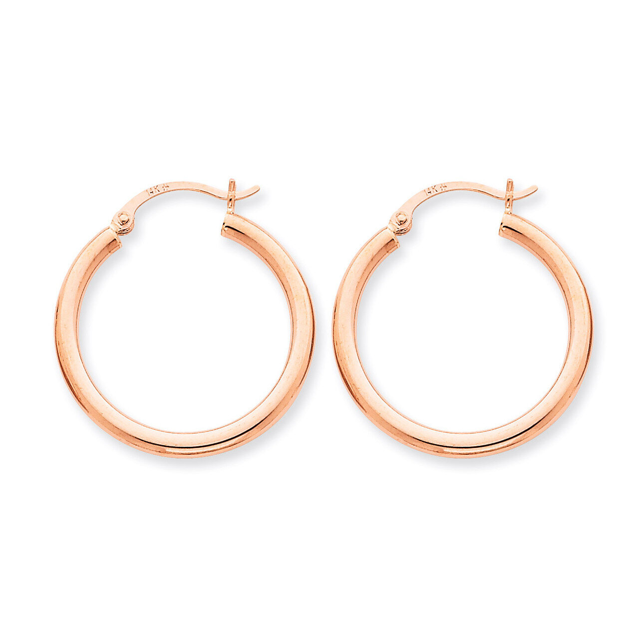 2.5mm Polished Hoop Earrings 14k Rose Gold TE532, MPN: TE532, 883957290928