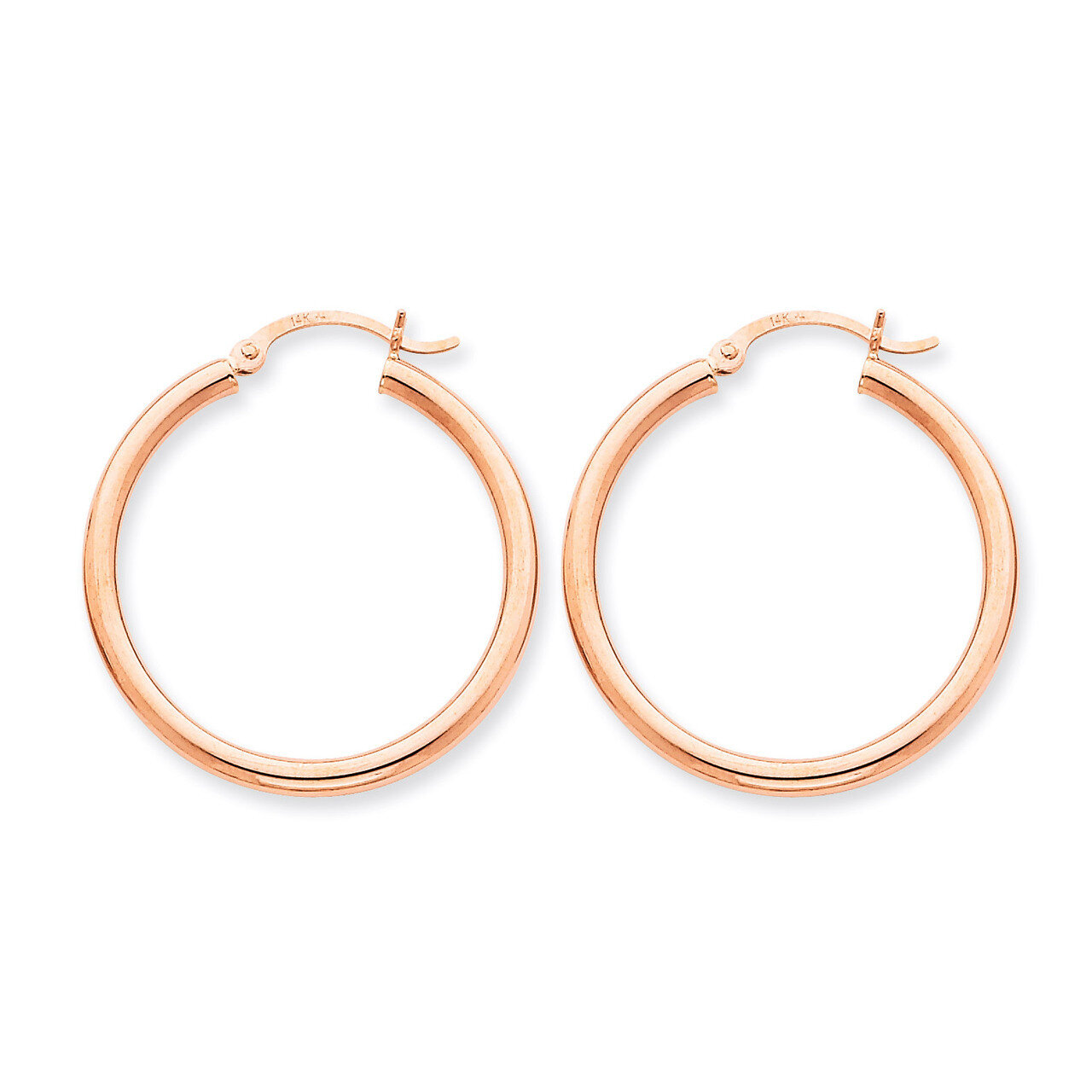 2.5mm Polished Hoop Earrings 14k Rose Gold TE533, MPN: TE533, 883957290935