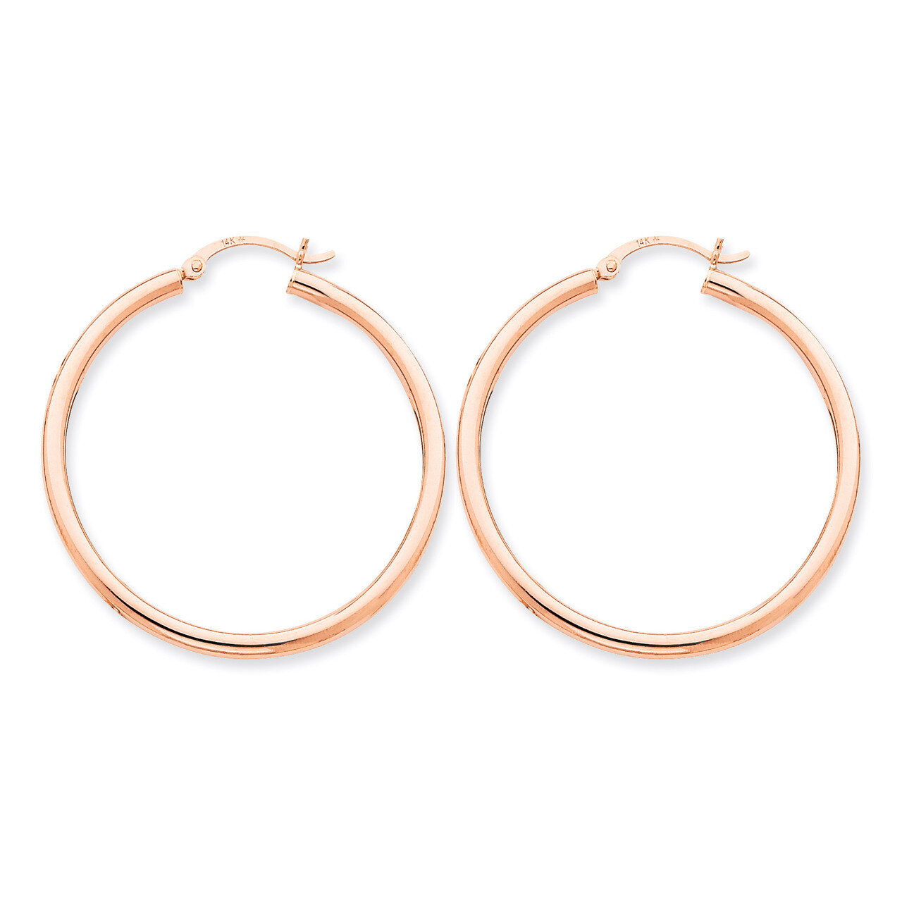 2.5mm Polished Hoop Earrings 14k Rose Gold TE535, MPN: TE535, 883957290959