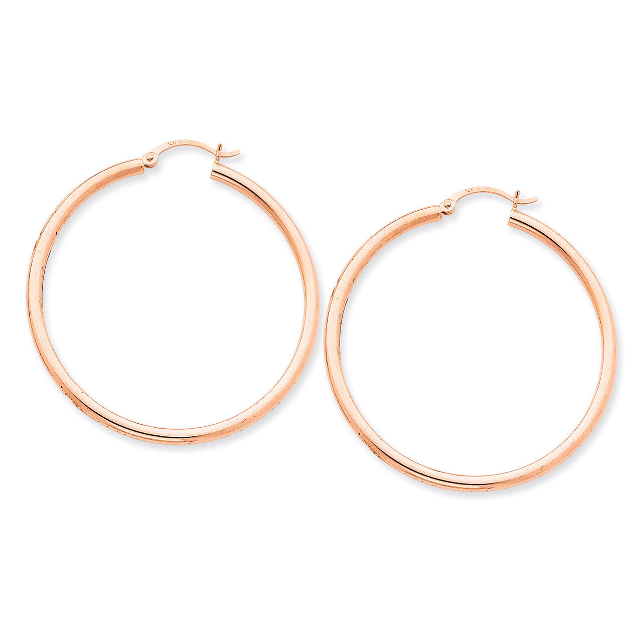 2.5mm Polished Hoop Earrings 14k Rose Gold TE536, MPN: TE536, 883957290966