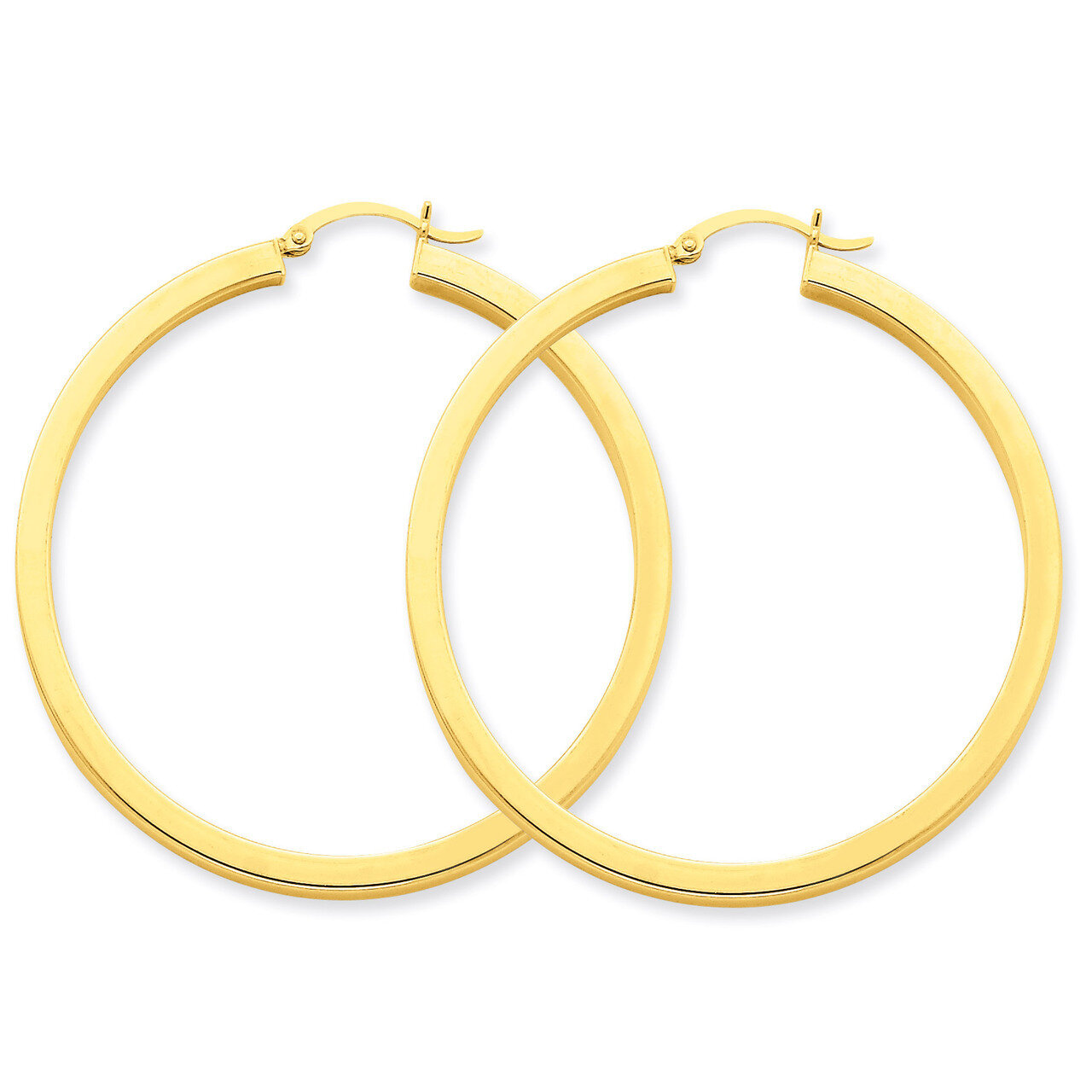 3mm Polished Square Hoop Earrings 14k Gold TE542