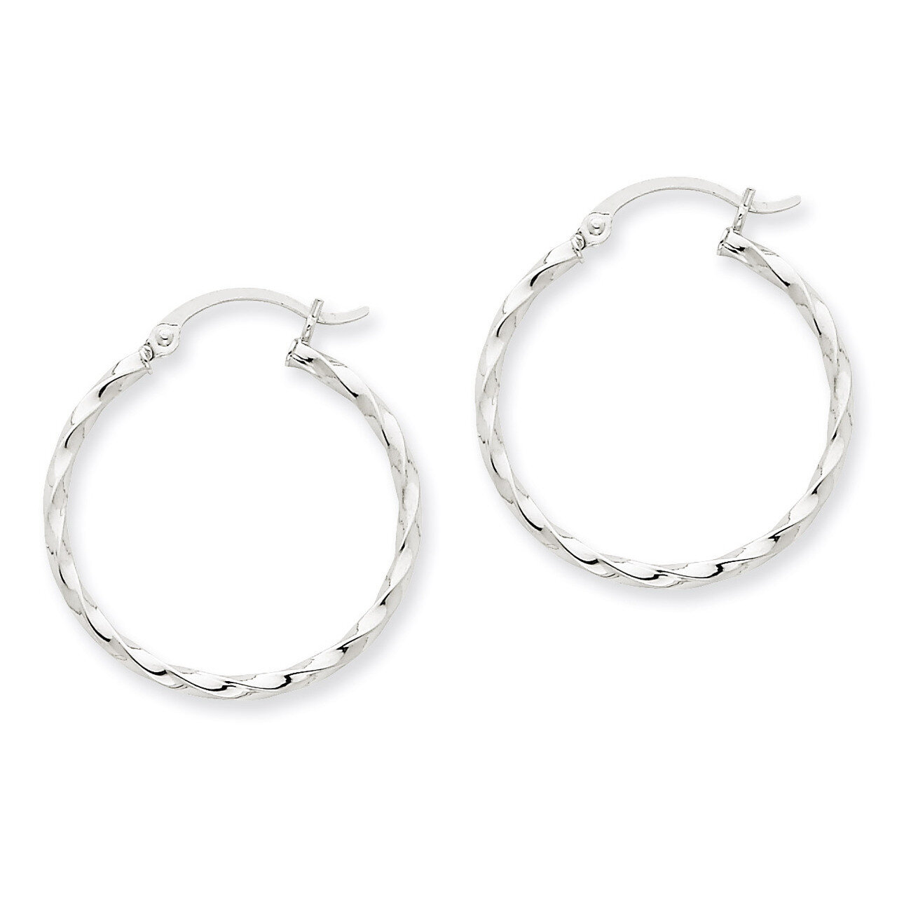 Twist Polished Hoop Earring 14k White Gold TE566, MPN: TE566, 883957291093