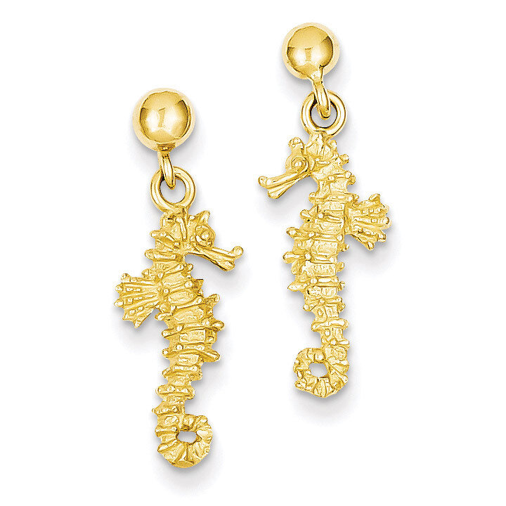 Sea Horse Dangle Earrings 14k Gold TE626