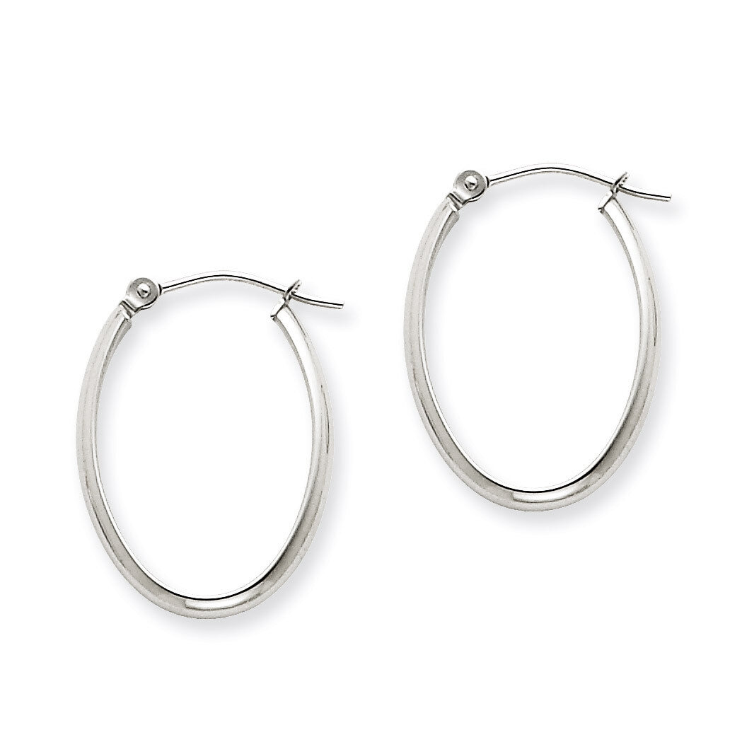 Polished 2.75mm Oval Tube Hoop Earrings 14k White Gold TF112, MPN: TF112, 883957291147