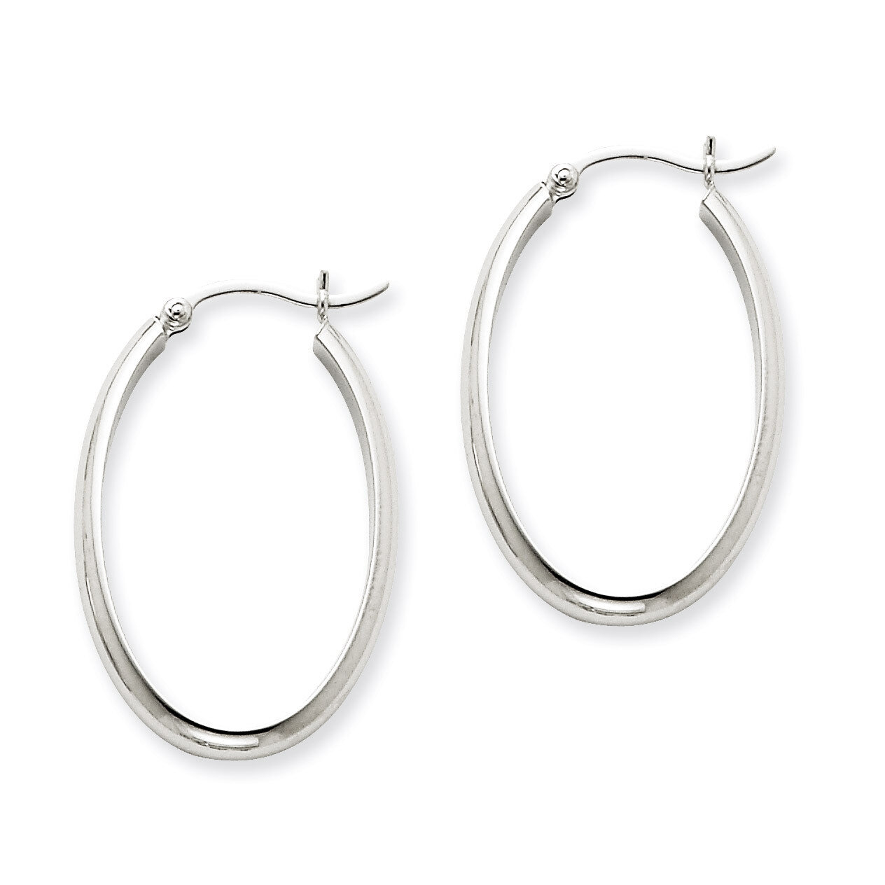 Polished 3.75mm Oval Tube Hoop Earrings 14k White Gold TF114, MPN: TF114, 883957291161