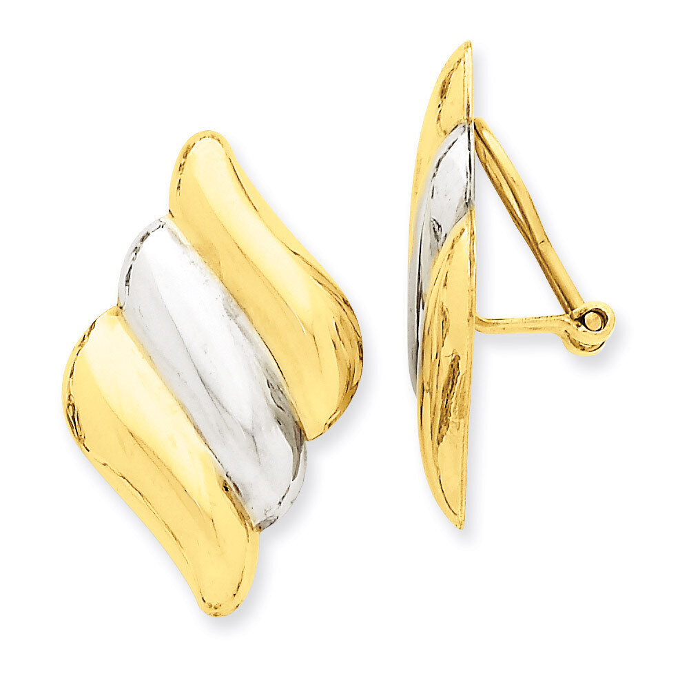 Non-pierced Omega Back Earrings 14K Gold & Rhodium TF206