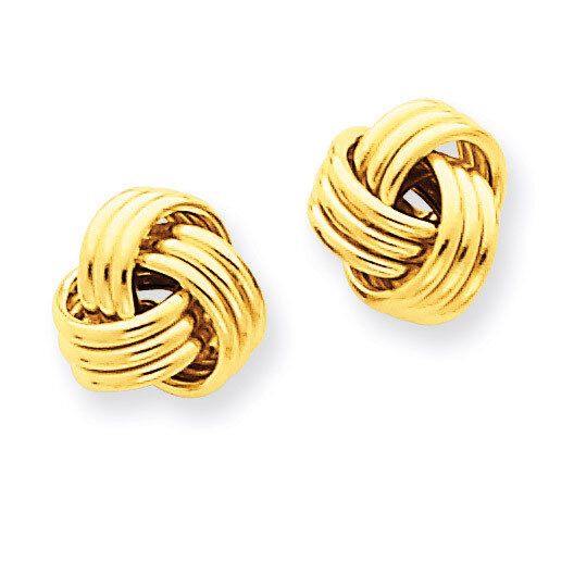 Triple Knot Post Earrings 14k Gold Polished TF411