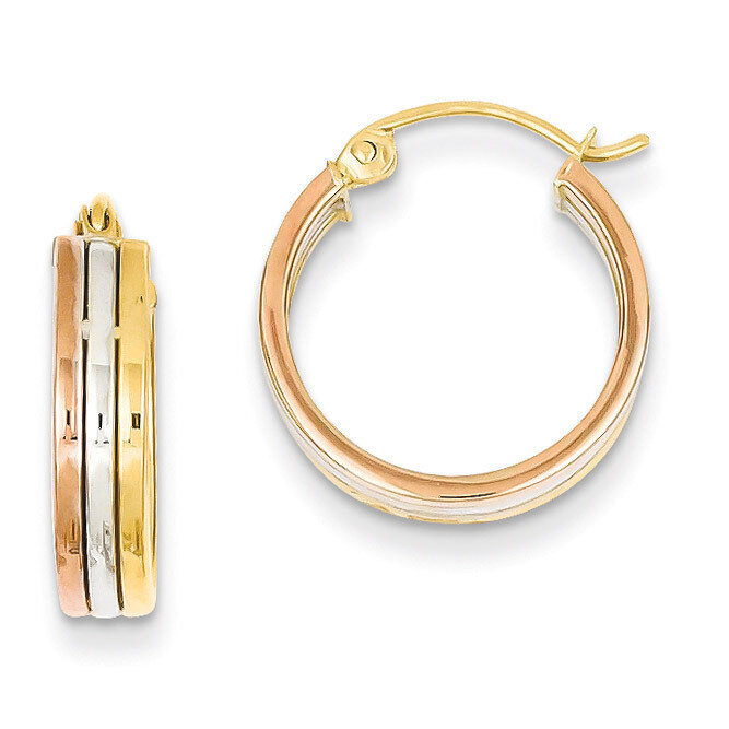 Tri Color Hoop Earrings 14k Gold TF418, MPN: TF418, 883957291314