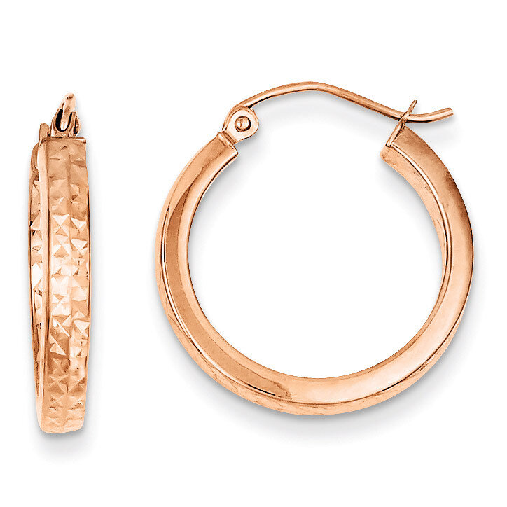 Diamond cut In and Out Hoop Earrings 14k Rose Gold TF435, MPN: TF435, 883957291338