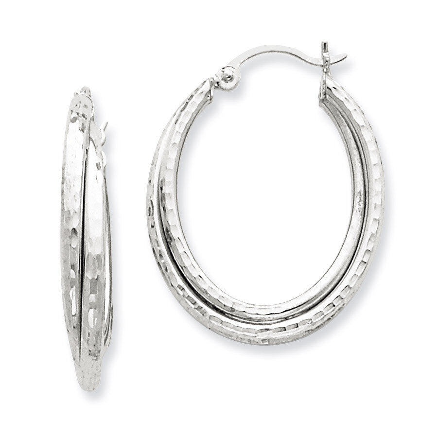 Diamond-cut Polished Oval Hoop Earring 14k White Gold TF472, MPN: TF472, 883957291390