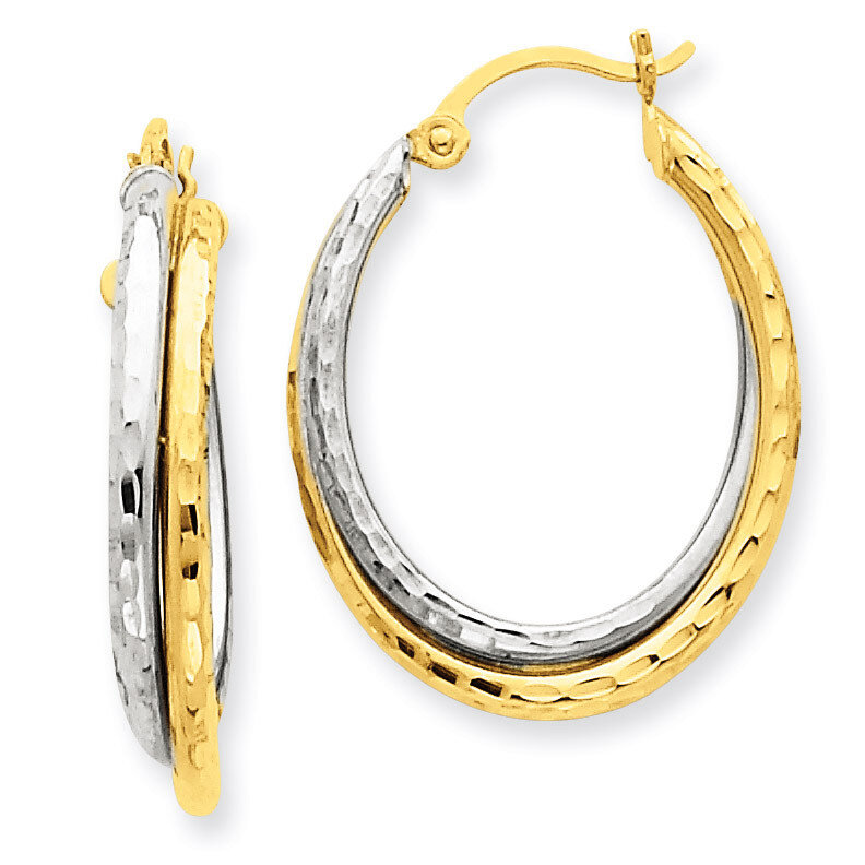 Diamond-cut Polished Oval Hoop Earring 14k Two-Tone Gold TF477, MPN: TF477, 883957291420