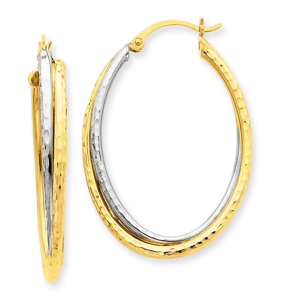 Diamond-cut Polished Oval Hoop Earring 14k Two-Tone Gold TF479, MPN: TF479, 883957291444