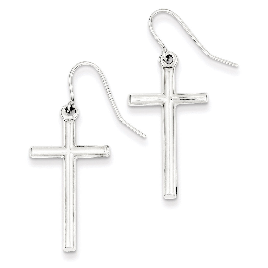 Hollow Cross Dangle Earrings 14k White Gold TF503, MPN: TF503, 883957291482