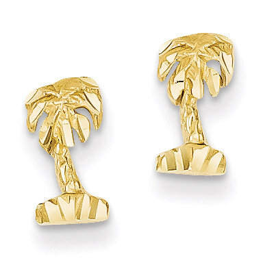 Palm Tree Earrings 14k Gold Diamond-cut TF543