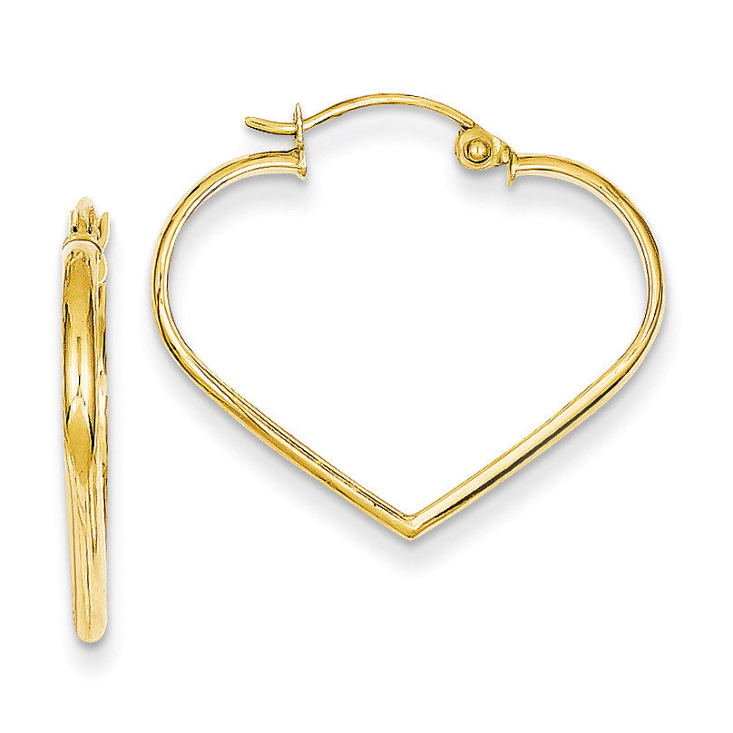 2mm Heart Hoop Earrings 14k Gold Polished TH287, MPN: TH287, 883957291734
