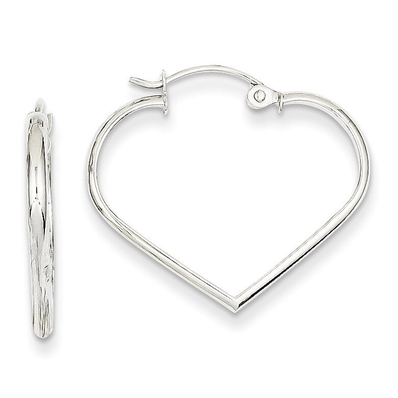 2mm Heart Hoop Earrings 14k White Gold TH288, MPN: TH288, 883957291741