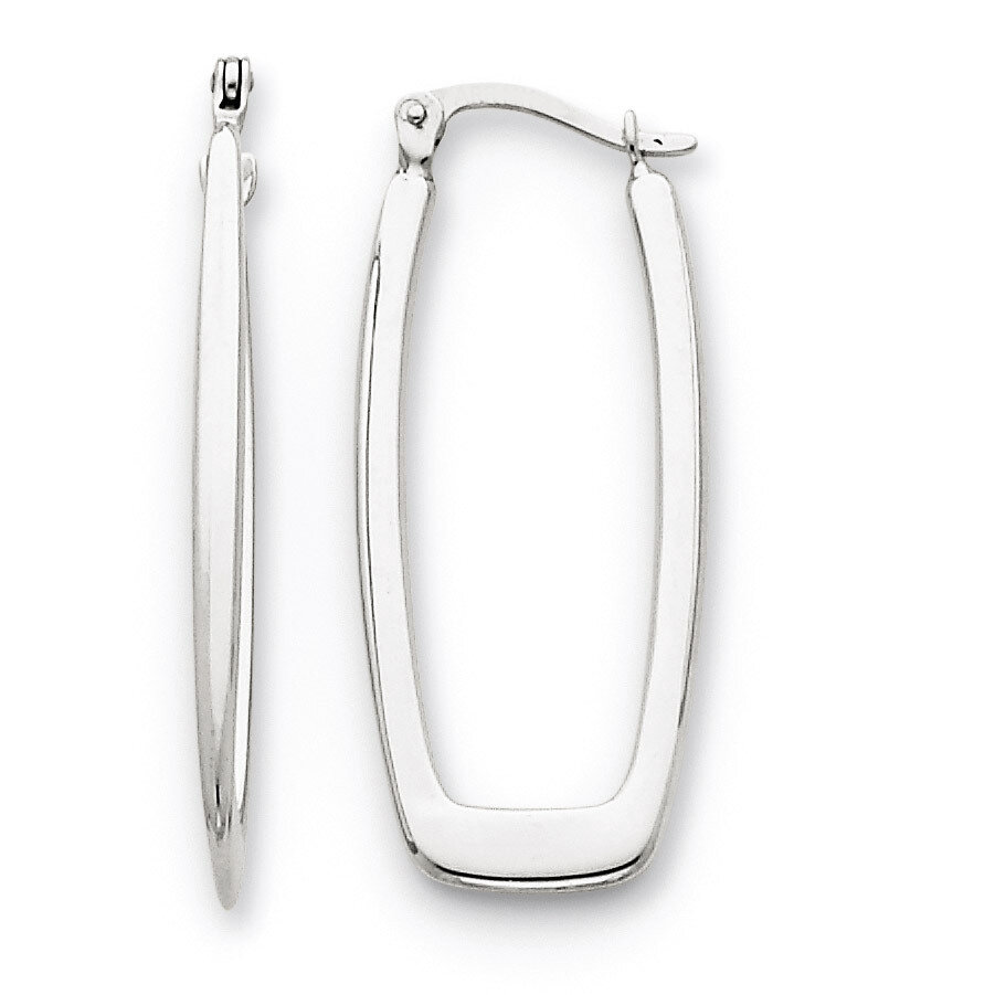 Polished 2.25mm Rectangle Hoop Earrings 14k White Gold TH291, MPN: TH291, 869786133186