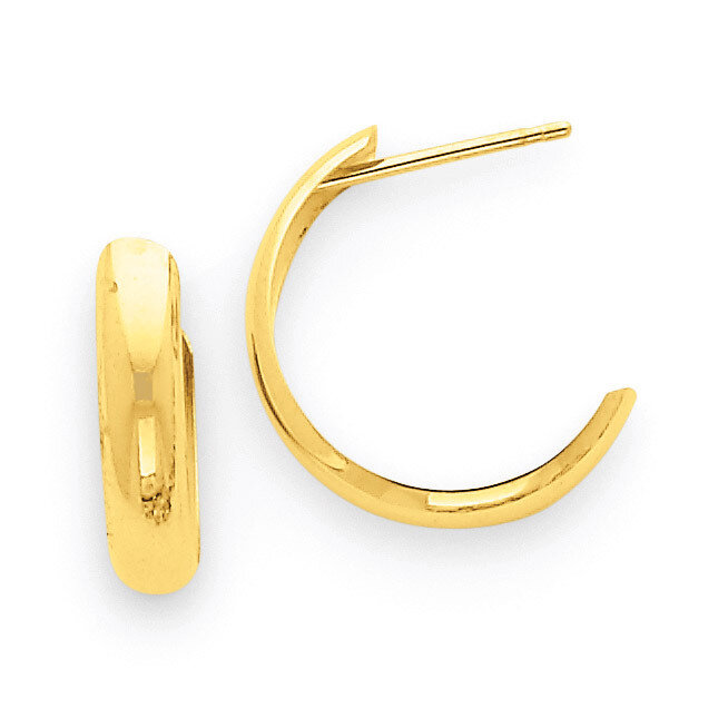 3.5mm J-Hoop Earrings 14k Gold Polished TH336
