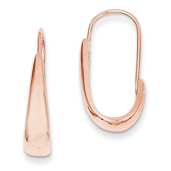 Polished Tapered J-Hoop Wire Earrings 14k Rose Gold TH372