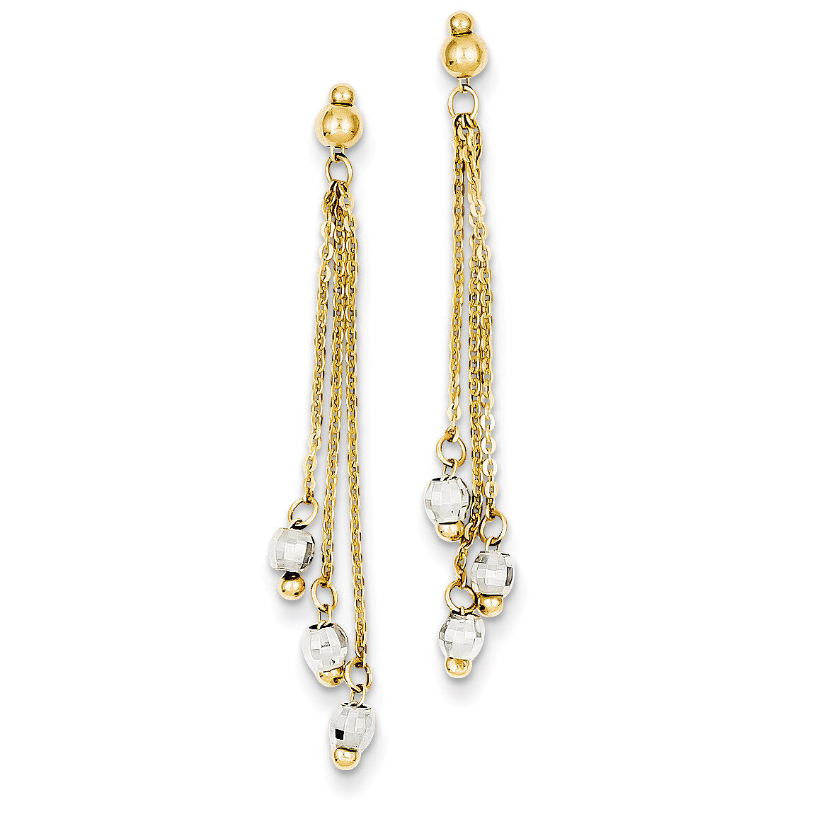 Cable Chain Faceted Bead Earrings 14k Two-Tone Gold TH555, MPN: TH555, 886774562575