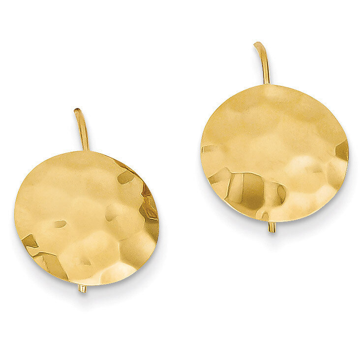 Hammered Circle Disc Earrings 14k Gold TH650