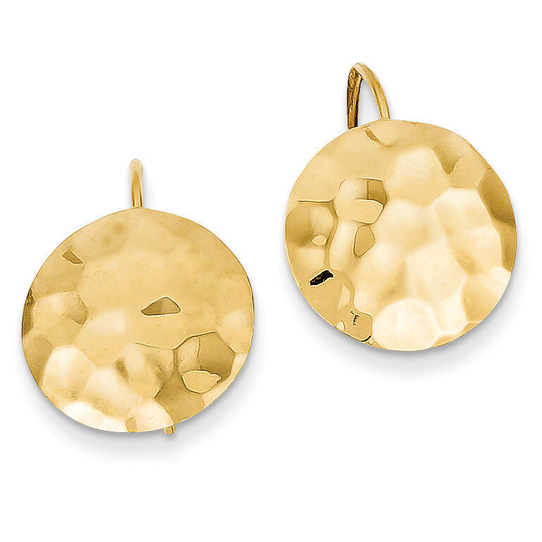 Hammered Circle Disc Earrings 14k Gold TH651