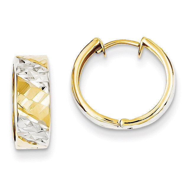 5mm Diamond-cut Rhodium Hoop Earrings 14k Gold TL181, MPN: TL181, 869786094708