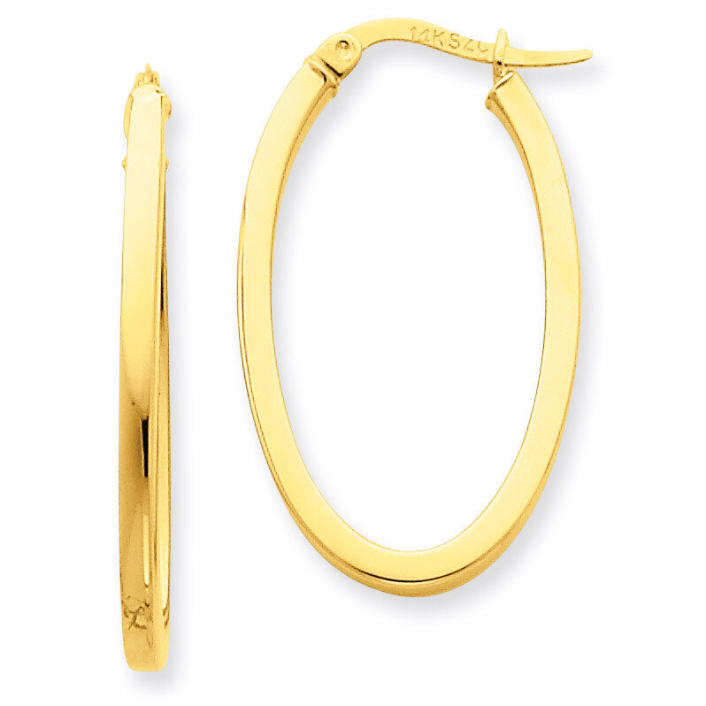 2mm Oval Hoop Earrings 14k Gold TL240