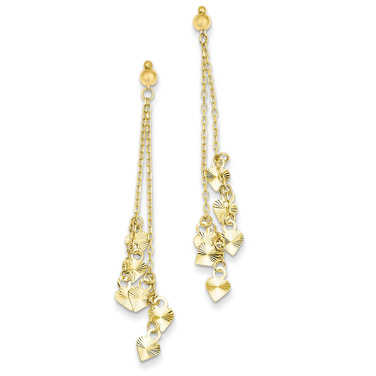 Diamond Cut Heart Earrings 14k Gold TL461