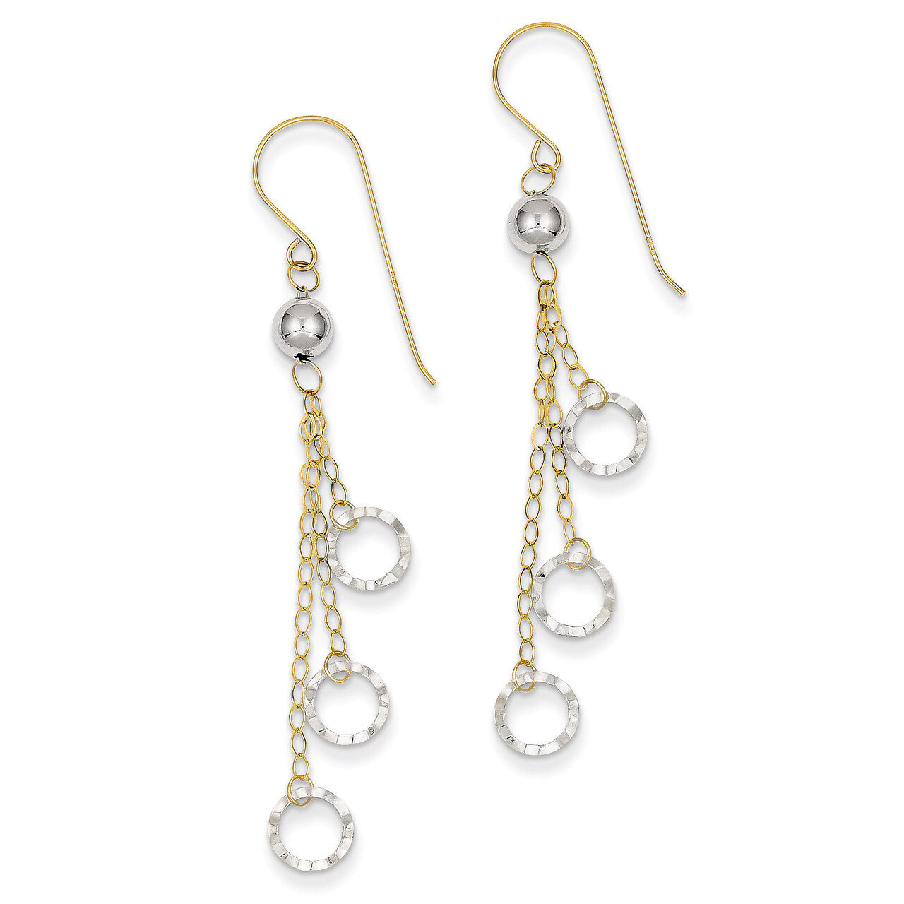 Circle Dangle Earrings 14k Two-Tone Gold TL480, MPN: TL480, 883957016443
