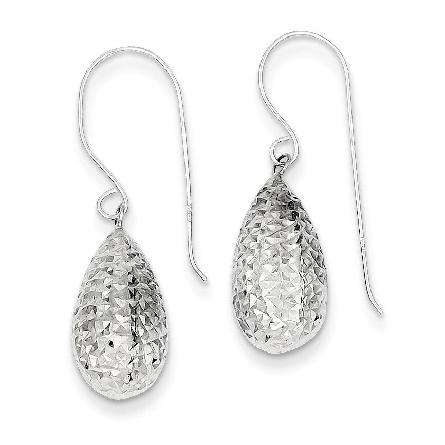 Puff Teardrop Earrings 14k White Gold TL500