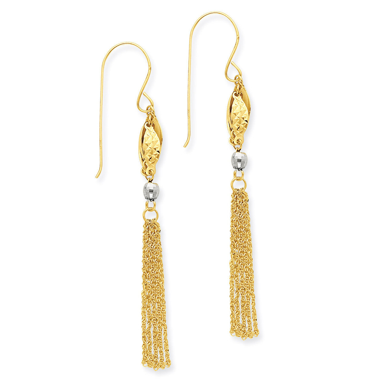 Bead &amp; Chain Dangle Earrings 14k Two-Tone Gold TL538, MPN: TL538, 883957266145