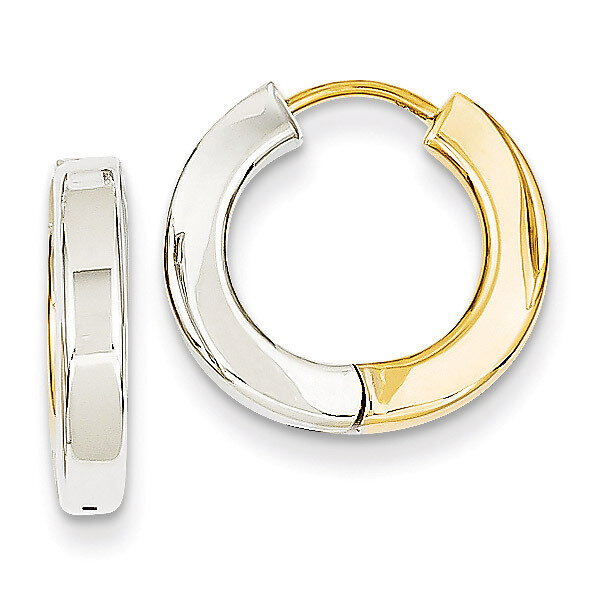 Polished Hollow Hinged Hoop Earrings 14k Two-Tone Gold TL571