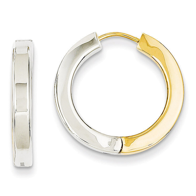 Polished Hollow Hinged Hoop Earrings 14k Two-Tone Gold TL572, MPN: TL572, 886774369921