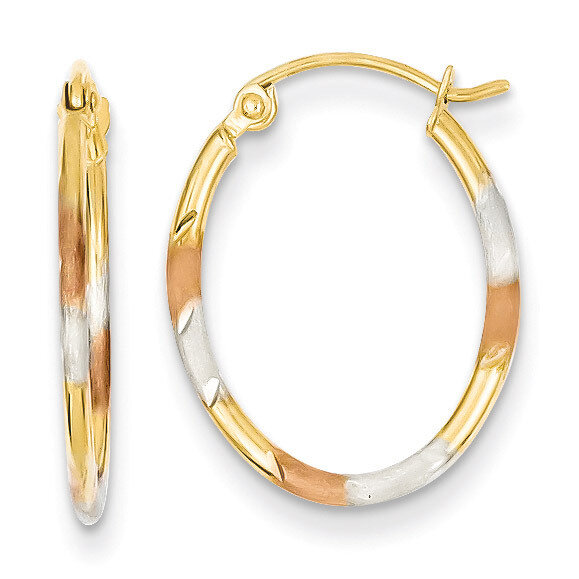 Diamond Cut Hoop Earrings 14k Gold & White and Rose Rhodium TL637