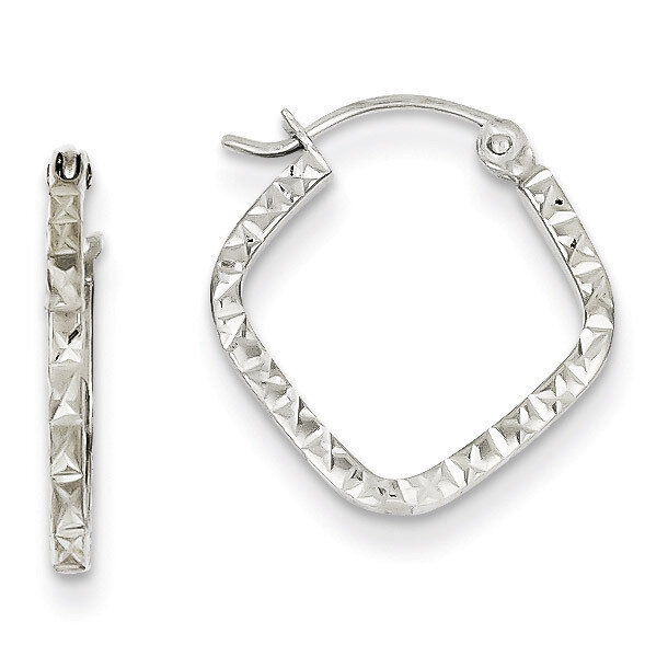 Diamond Cut Squared Hoop Earrings 14k White Gold TL651, MPN: TL651, 886774562704
