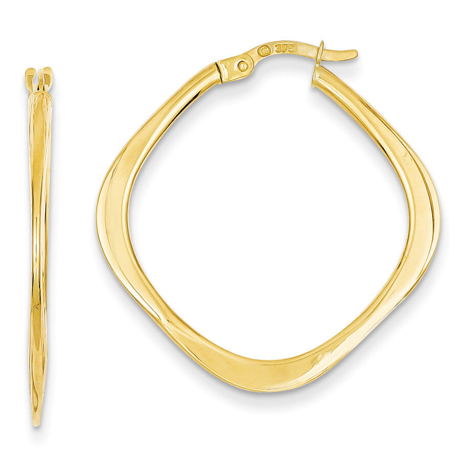 Tapered Square Hoop Earrings 14k Gold TL689