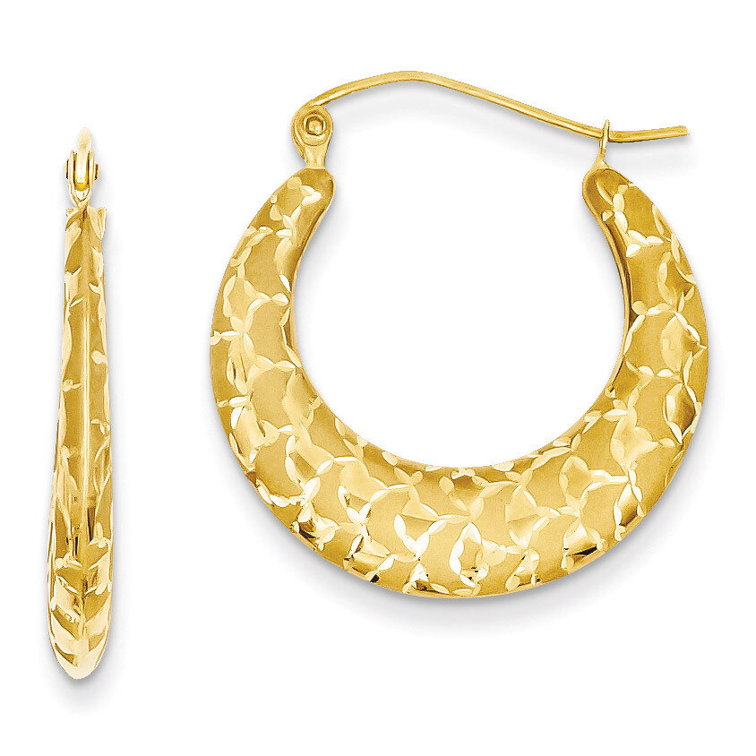 Laser Cut Patterned Hoop Earrings 14k Gold TL696, MPN: TL696, 886774559612