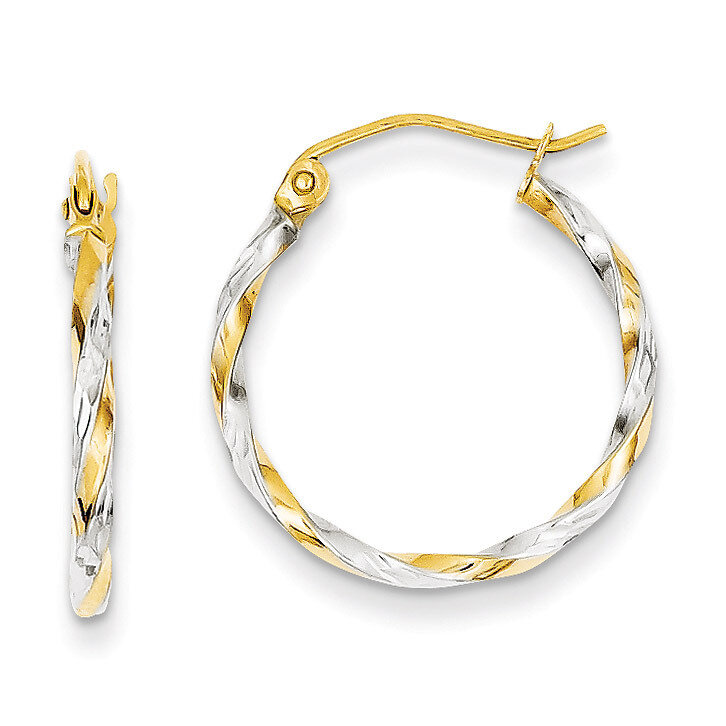 Hollow Twisted Hoop Earrings 14K Gold &amp; Rhodium TL699, MPN: TL699, 886774562735