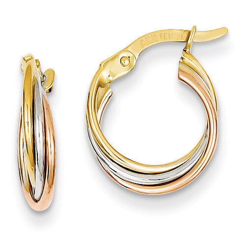 Twisted Hoop Earrings 14k Tri-Color Gold TL712, MPN: TL712, 886774370132