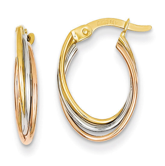 Twisted Hoop Earrings 14k Tri-Color Gold TL713