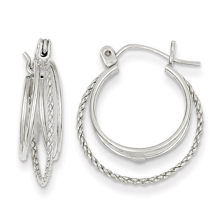 Polished and Textured Circle Hoop Earrings 14k White Gold TL721, MPN: TL721, 886774960753