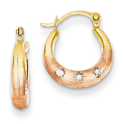 Flower Hoop Earrings 14k Gold &amp; White and Rose Rhodium TL731, MPN: TL731, 883957523491