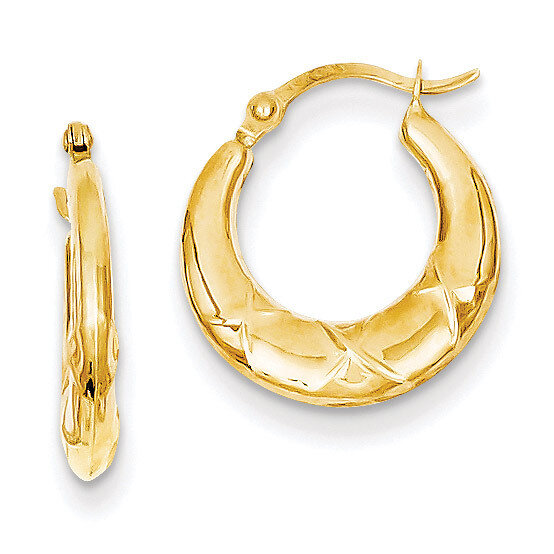 Hollow X Hoop Earrings 14k Gold TL754, MPN: TL754, 886774960784