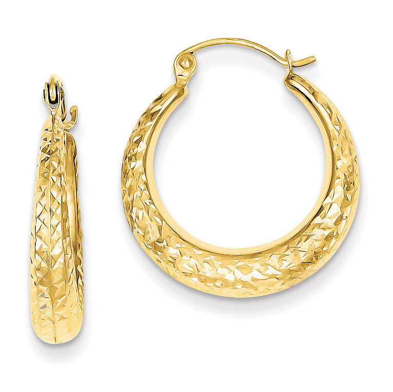 Diamond Cut Hollow Hoop Earrings 14k Gold TL776, MPN: TL776, 883957517377