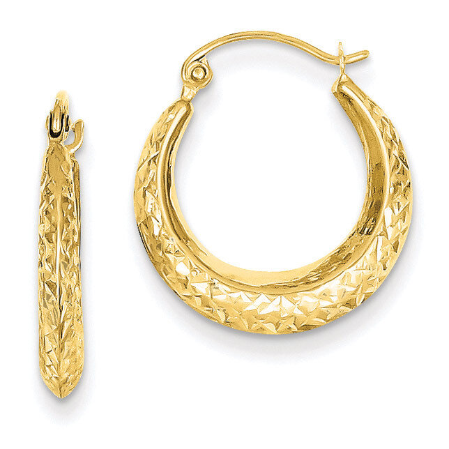 Textured Hollow Hoop Earrings 14k Gold TL778