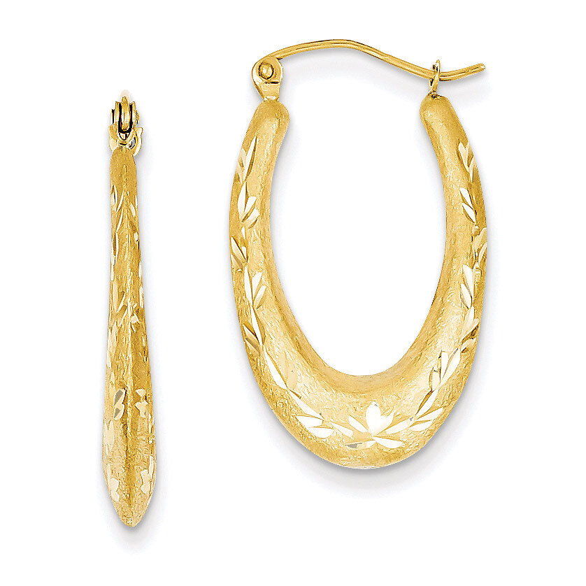 Satin Diamond Cut Hollow Hoop Earrings 14k Gold TL782, MPN: TL782, 883957499215