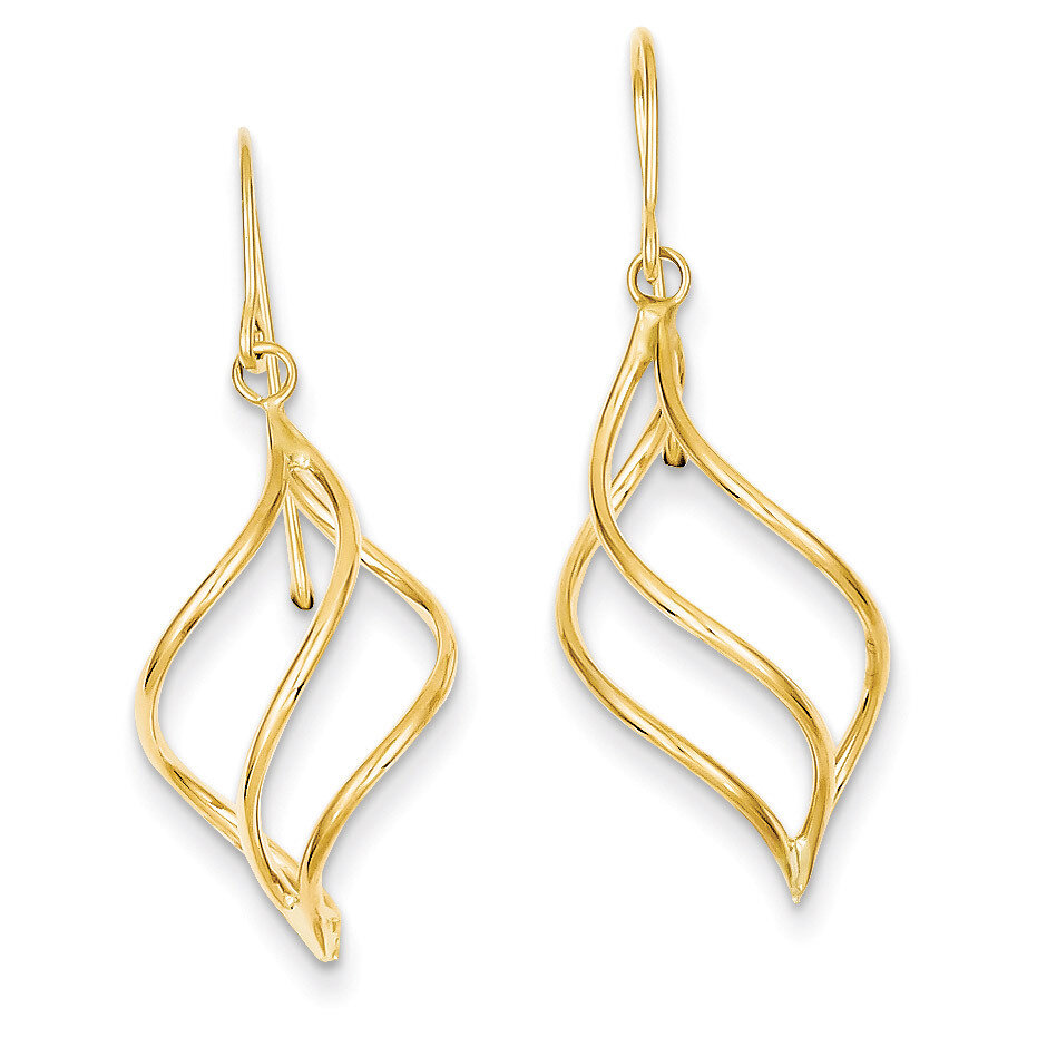 Short Twisted Dangle Earrings 14k Gold Polished TL830