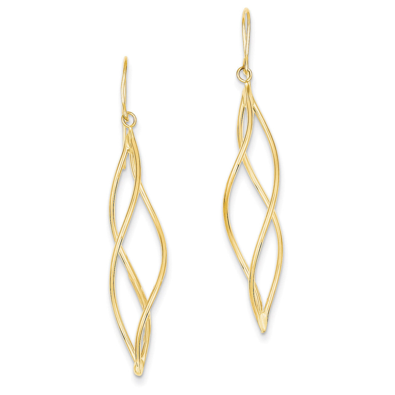 Long Twisted Dangle Earrings 14k Gold Polished TL832, MPN: TL832, 886774562865