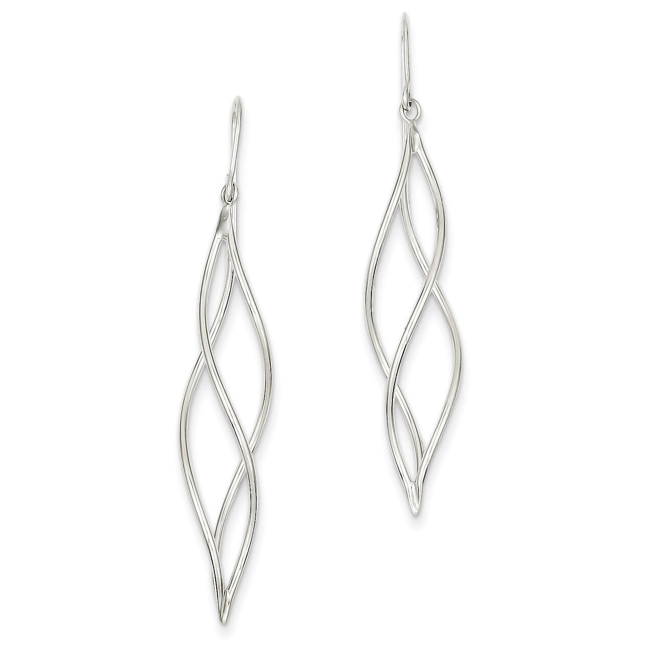 Polished Long Twisted Dangle Earrings 14k White Gold TL833, MPN: TL833, 886774562872